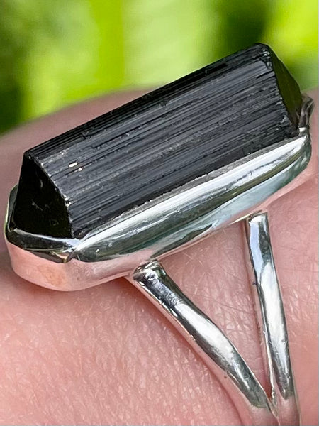 Rough Black Tourmaline Ring Size 8.5 - Morganna’s Treasures 