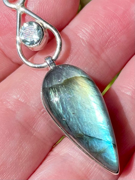 Stunning Labradorite and Blue Topaz Pendant - Morganna’s Treasures 