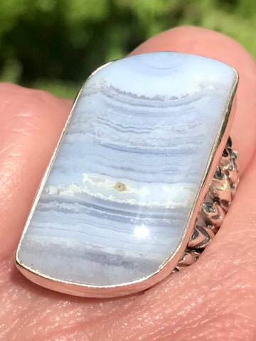 Blue Lace Agate Cocktail Ring Size 7 - Morganna’s Treasures 