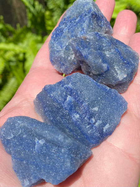 Rough Blue Quartz Palm Stones - Morganna’s Treasures 