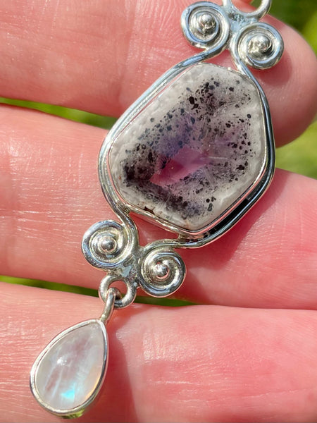 Auralite 23 and Rainbow Moonstone Pendant - Morganna’s Treasures 