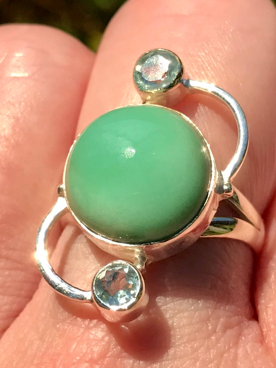 Green Aventurine and Blue Topaz Ring Size 8 - Morganna’s Treasures 