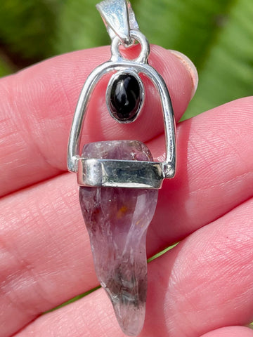 Black Onyx and Super Seven (Melody's Stone) Pendant - Morganna’s Treasures 