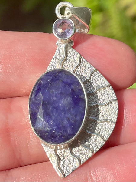 Blue Sapphire and Amethyst Pendant - Morganna’s Treasures 