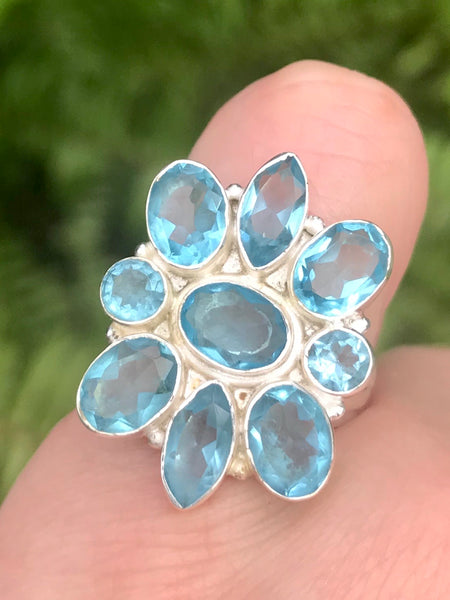 Blue Topaz Cocktail Ring Size 6.5 - Morganna’s Treasures 