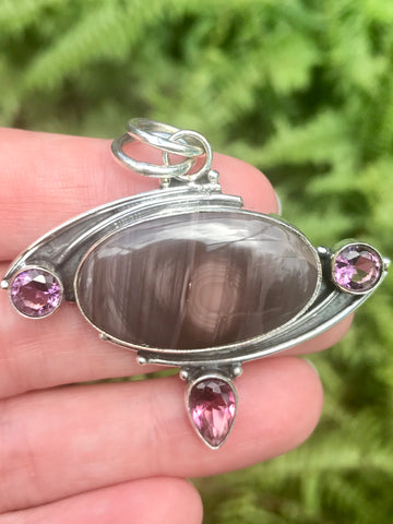 Imperial Jasper and Pink Amethyst Pendant - Morganna’s Treasures 