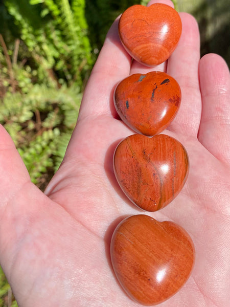 Red Jasper Heart Palm Stones - Morganna’s Treasures 