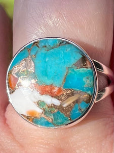 Spiny Oyster and Arizona Turquoise Ring Size 8.5 - Morganna’s Treasures 
