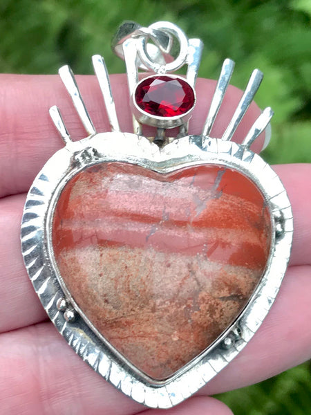 Red Jasper and Garnet Heart Pendant - Morganna’s Treasures 