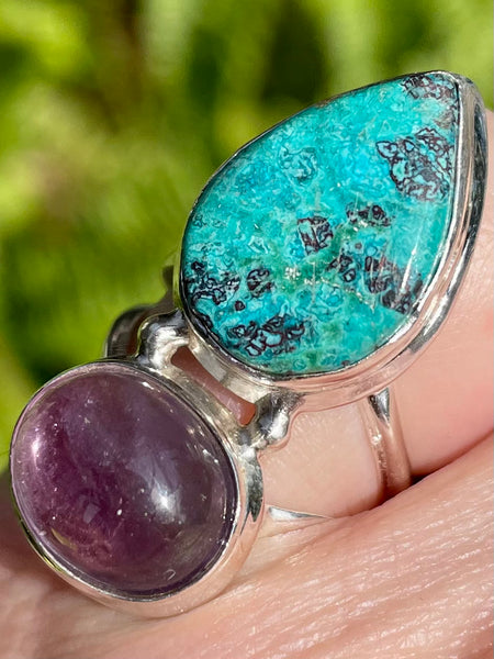Beautiful Shattuckite and Amethyst Ring Size 6.5 - Morganna’s Treasures 