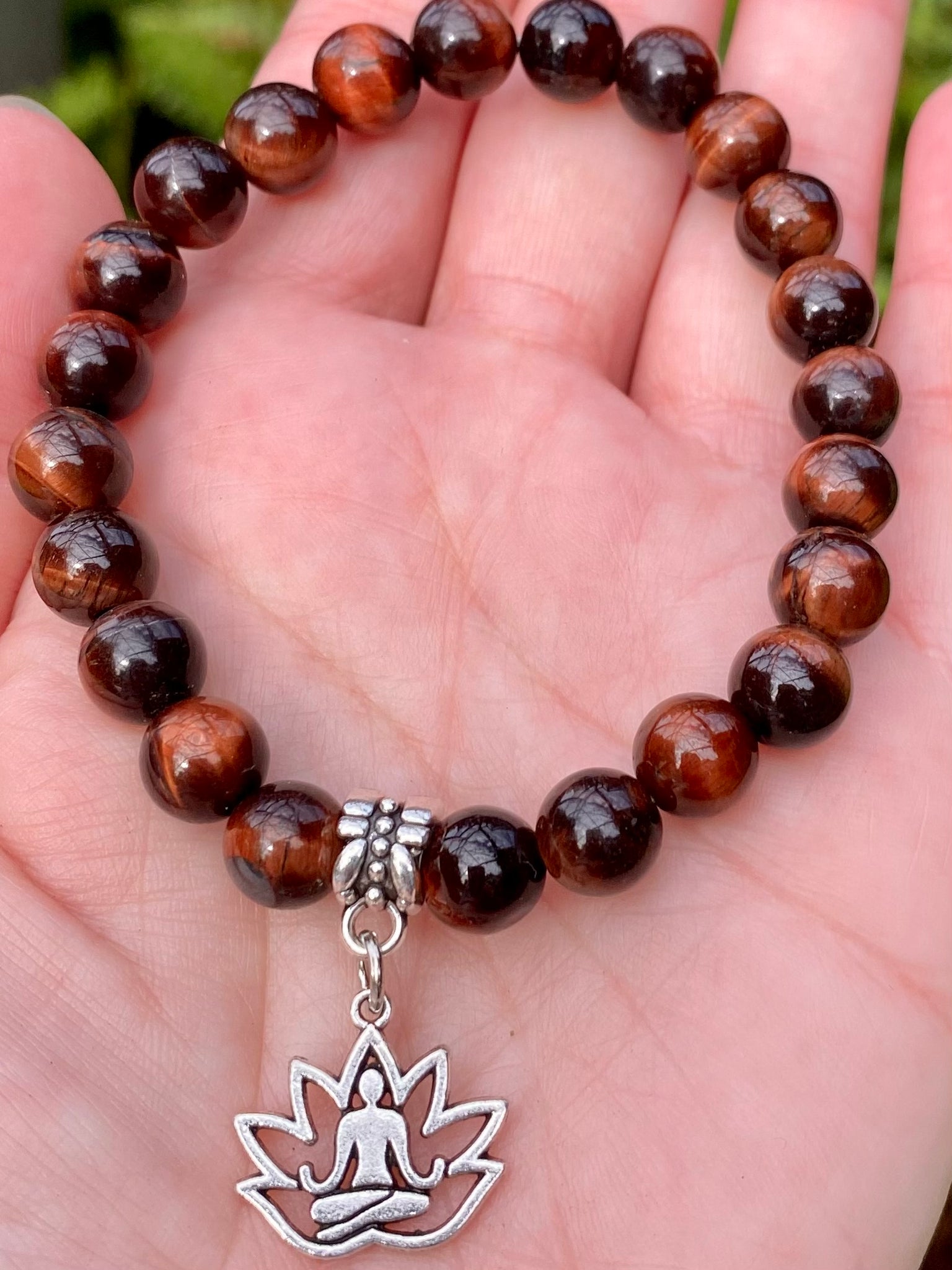 Red Tigers Eye Lotus Bracelet - Morganna’s Treasures 