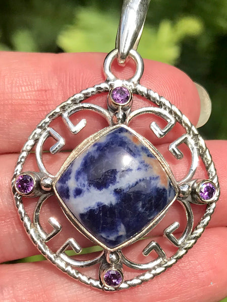 Sodalite and Purple Amethyst Pendant - Morganna’s Treasures 