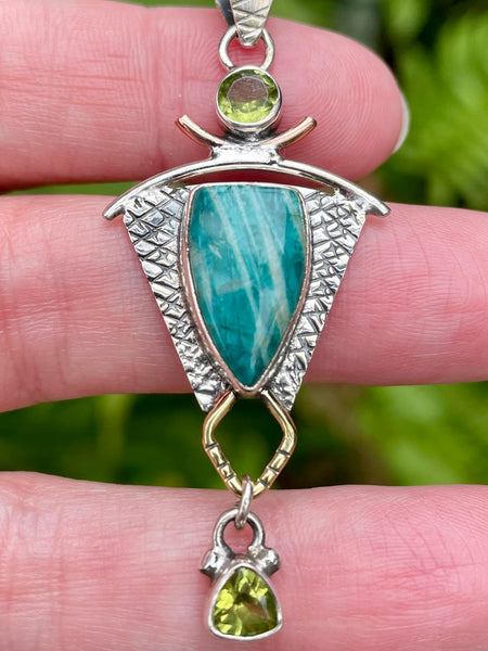 Amazonite and Peridot Pendant - Morganna’s Treasures 