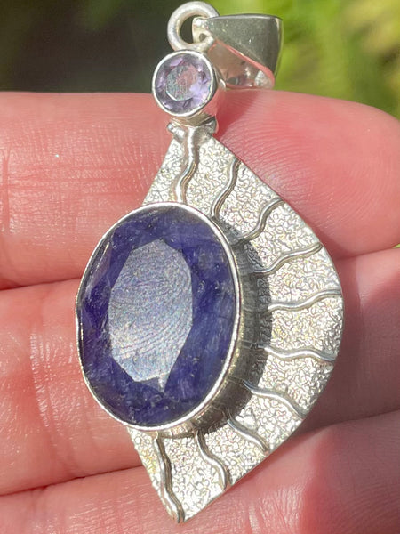 Blue Sapphire and Amethyst Pendant - Morganna’s Treasures 