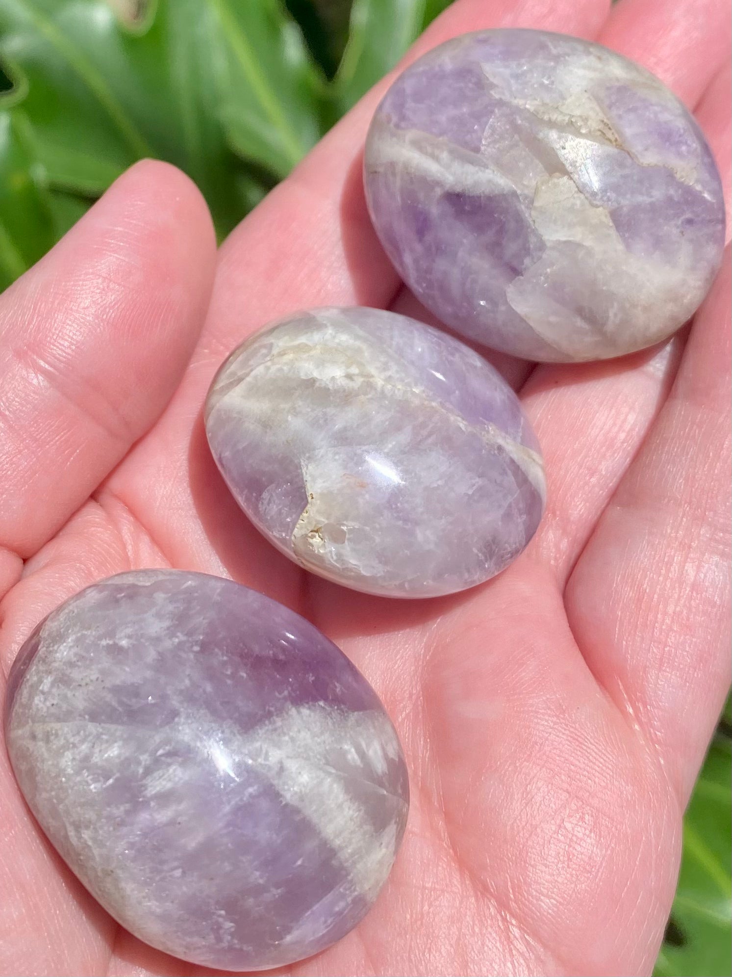 Small Chevron Amethyst Palm Stone - Morganna’s Treasures 