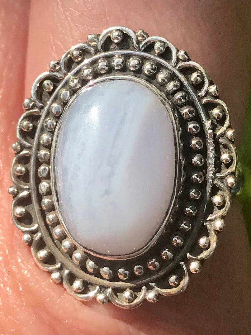 Blue Lace Agate Cocktail Ring Size 7.75 - Morganna’s Treasures 