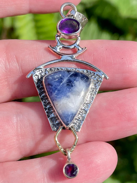 Sodalite and Purple Amethyst Pendant - Morganna’s Treasures 