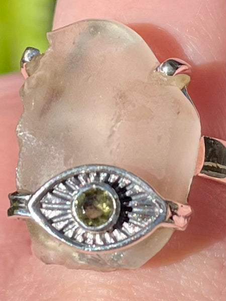 Moldavite and Libyan Desert Glass Eye Ring Size 8 - Morganna’s Treasures 