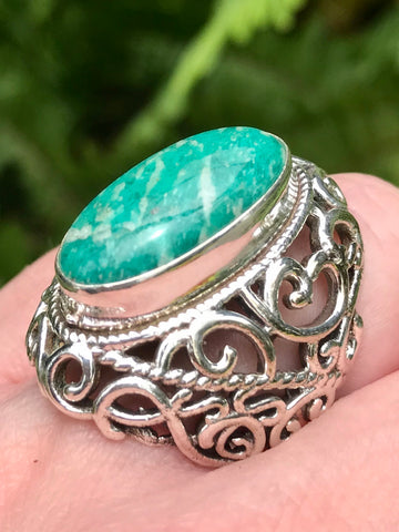 Amazonite Cocktail Ring Size 5.5 - Morganna’s Treasures 