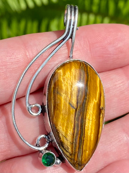 Tigers Eye and Chrome Diopside Pendant - Morganna’s Treasures 