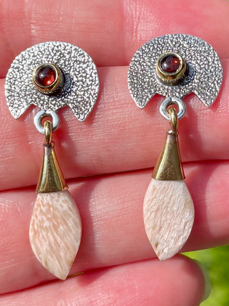 Orange Scolecite and Garnet Earrings - Morganna’s Treasures 