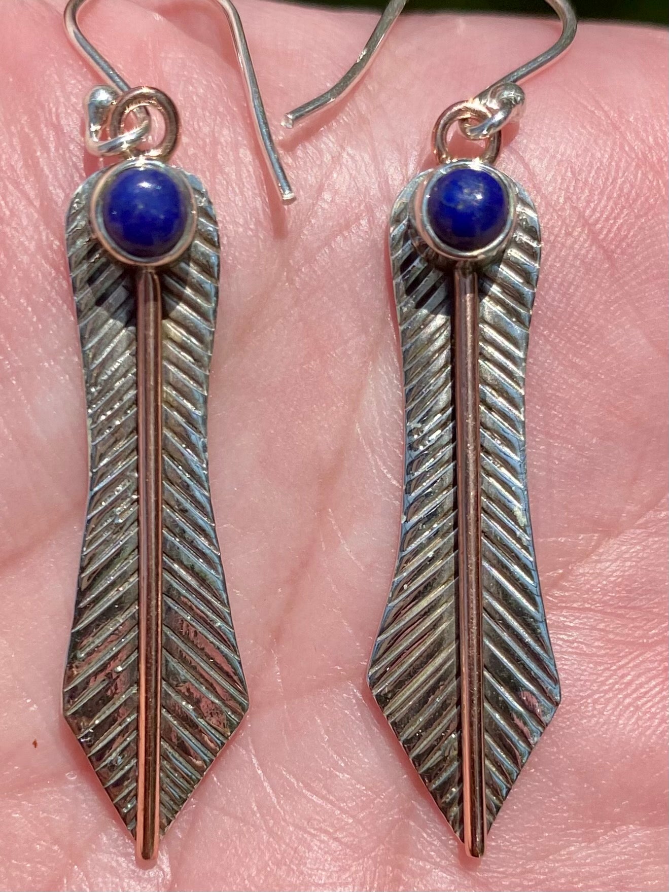 Lapis Lazuli Feather Earrings - Morganna’s Treasures 