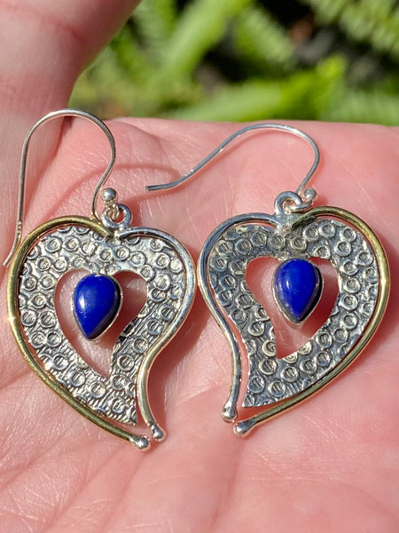 Lapis Lazuli Heart Earrings - Morganna’s Treasures 