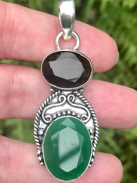 Green Onyx and Smoky Quartz Pendant - Morganna’s Treasures 