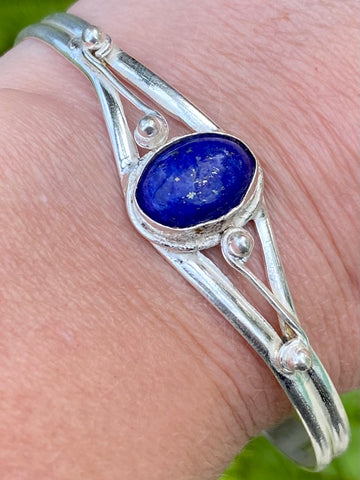 Lapis Lazuli Silver Cuff Bracelet - Morganna’s Treasures 
