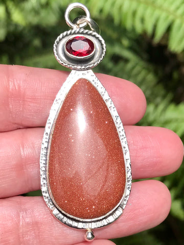 Goldstone and Garnet Pendant - Morganna’s Treasures 