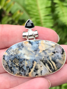 Tigers Eye Dendritic Agate and Black Onyx Pendant from South Africa - Morganna’s Treasures 