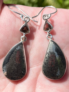 Pyrite in Magnetite (Healer's Gold) and Smoky Quartz Earrings - Morganna’s Treasures 