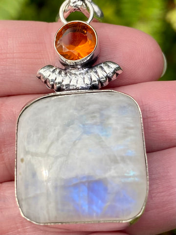 Rainbow Moonstone and Honey Quartz Pendant - Morganna’s Treasures 