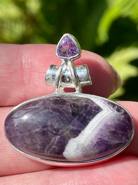 Chevron Amethyst and Amethyst Pendant - Morganna’s Treasures 