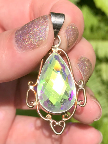 Bronze Rainbow Aura Quartz Pendant - Morganna’s Treasures 