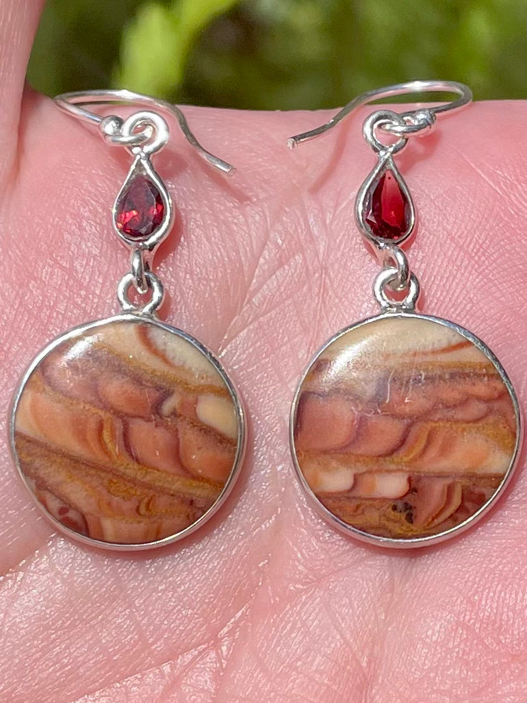 Rolling Hills Domolite and Garnet Earrings - Morganna’s Treasures 