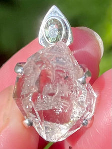 Moldavite and Herkimer Diamond Pendant - Morganna’s Treasures 
