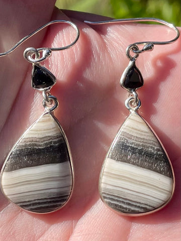 Zebra Jasper and Black Onyx Earrings - Morganna’s Treasures 