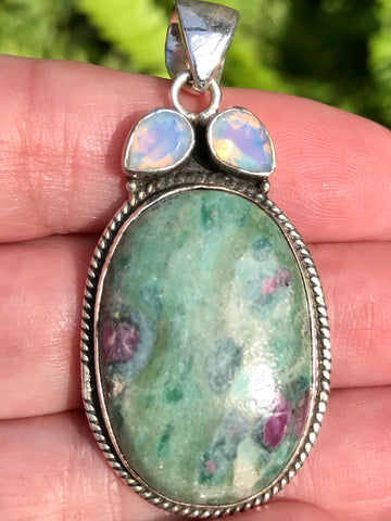 Ruby in Fuchsite and Opalite Pendant - Morganna’s Treasures 