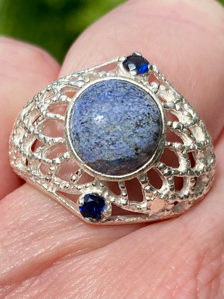 Rough Lapis Lazuli and Blue Sapphire Ring Size 7 - Morganna’s Treasures 