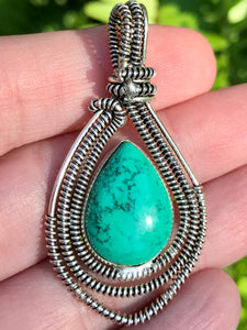 Wire-Wrapped Turquoise Pendant - Morganna’s Treasures 