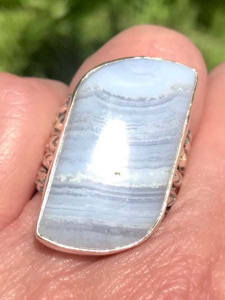 Blue Lace Agate Cocktail Ring Size 7 - Morganna’s Treasures 