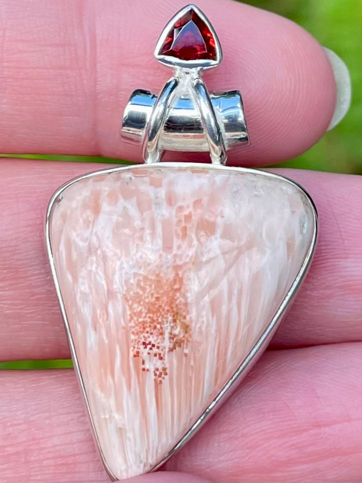 Orange Scolecite and Garnet Pendant - Morganna’s Treasures 