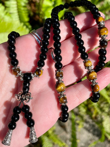 Black Jasper and Tigers Eye Prayer Beads - Morganna’s Treasures 