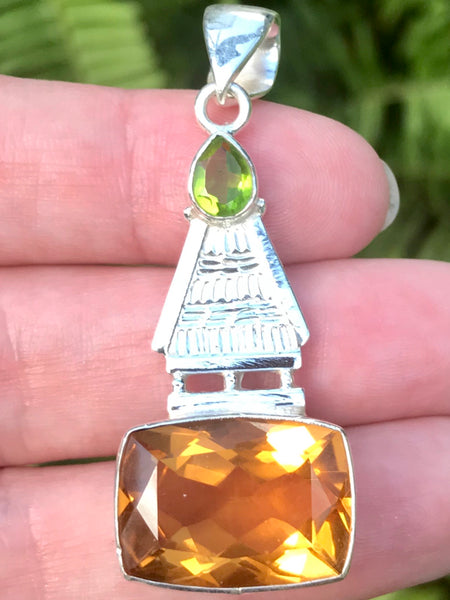 Morganite and Peridot Pendant - Morganna’s Treasures 