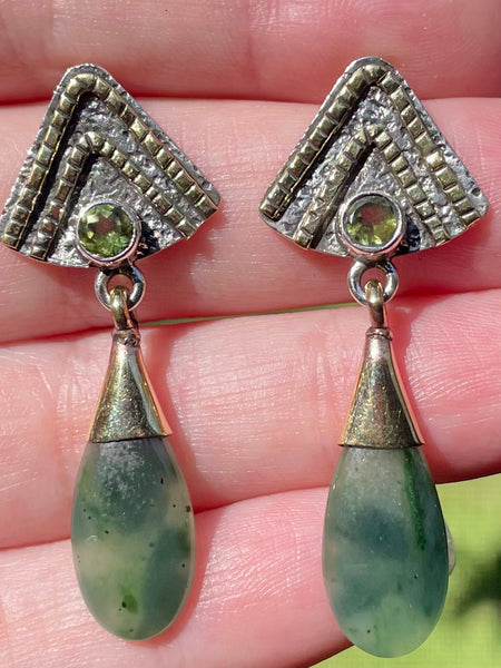 Nephrite Jade and Peridot Earrings - Morganna’s Treasures 