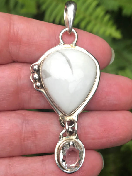 White Howlite and White Topaz Pendant - Morganna’s Treasures 