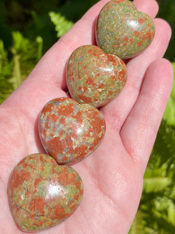 Unakite Heart Palm Stone - Morganna’s Treasures 