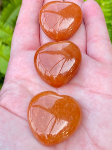 Orange Aventurine Heart Palm Stones - Morganna’s Treasures 
