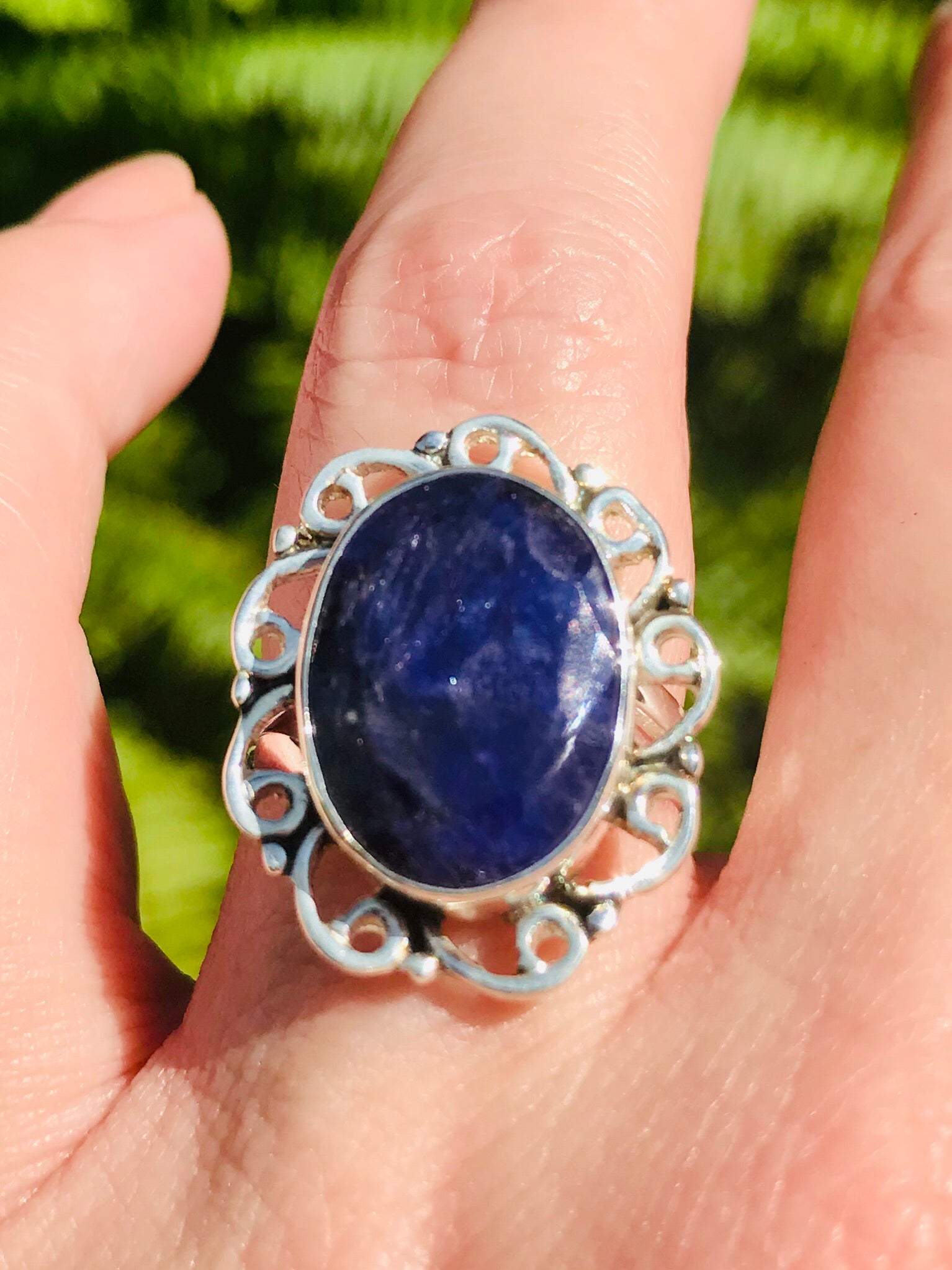 Blue Sapphire Cocktail Ring Size 7.25 - Morganna’s Treasures 